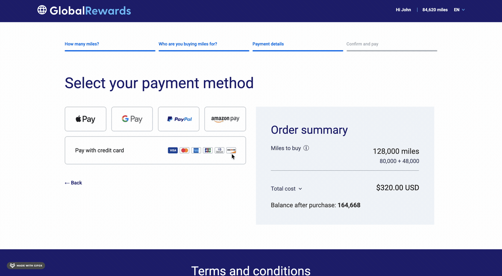 Select your payment method — checkout step